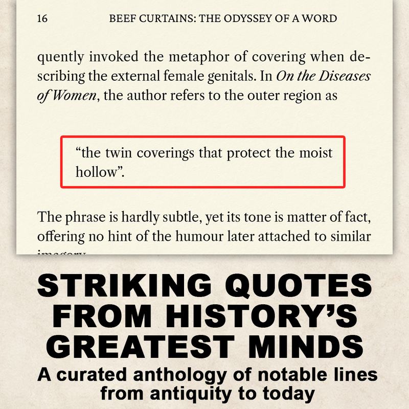 Quotations page from BEEF CURTAINS The Odyssey of a Word