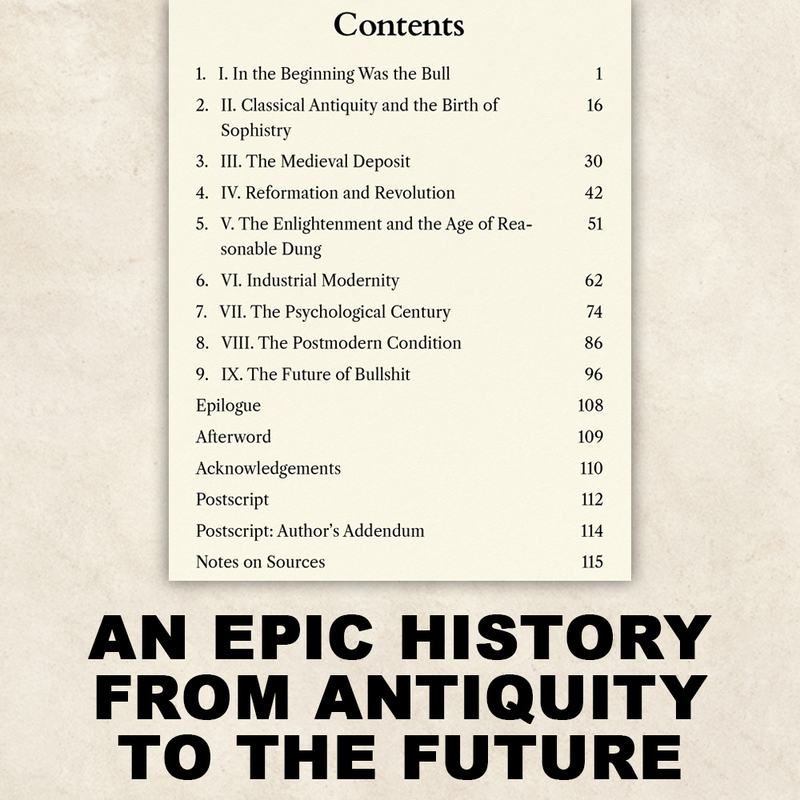Contents page from BULLSHIT The Odyssey of a Word