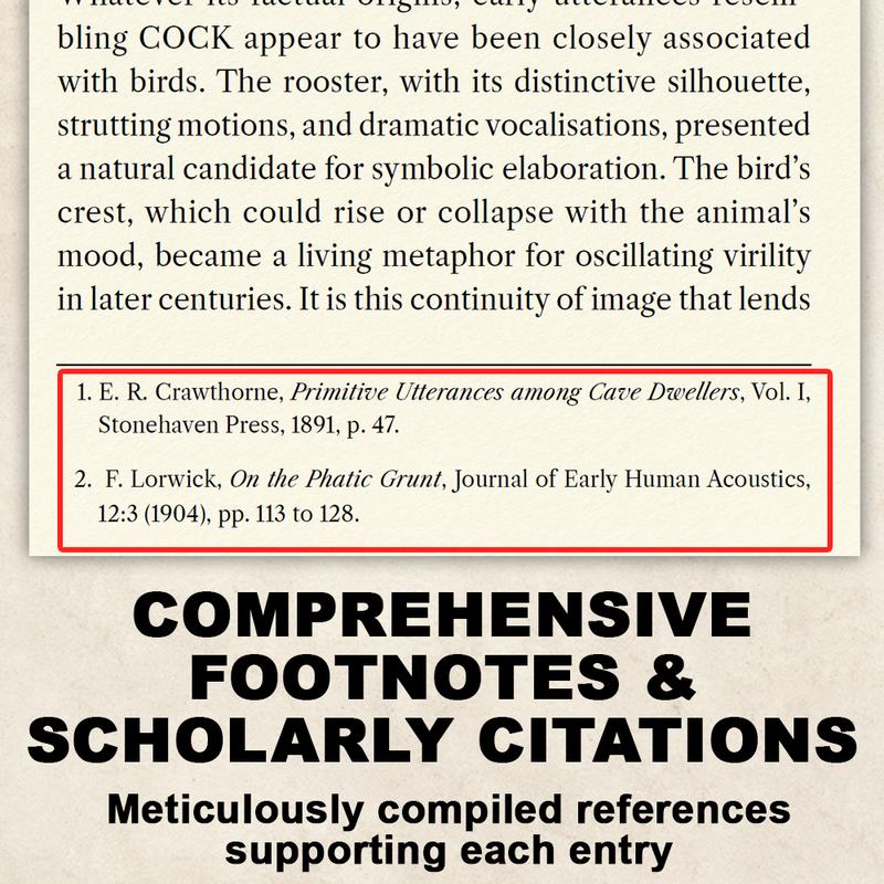Footnotes page from COCK The Odyssey of a Word