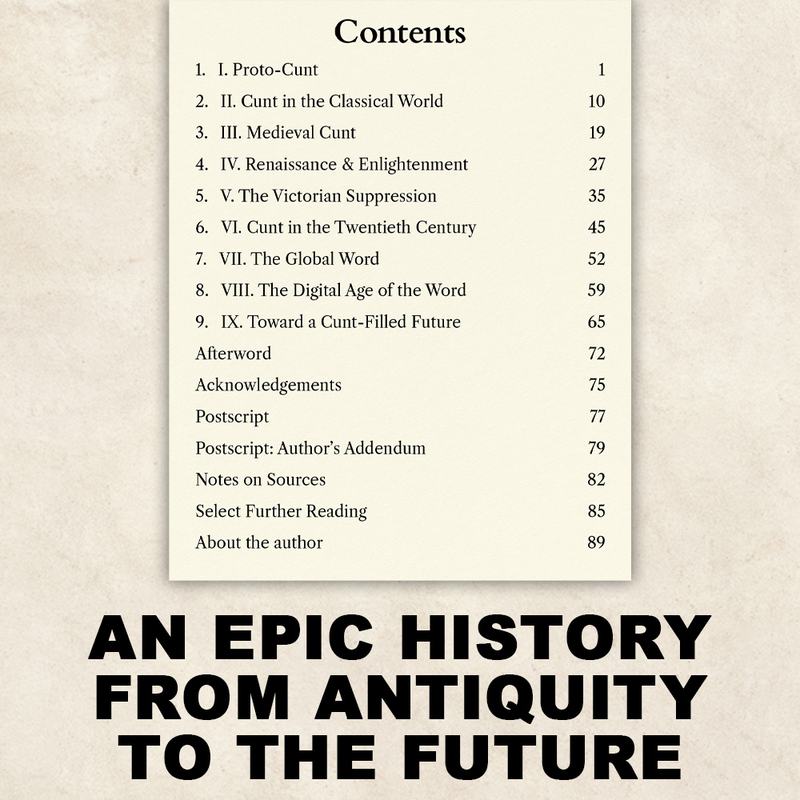 Contents page from CUNT The Odyssey of a Word