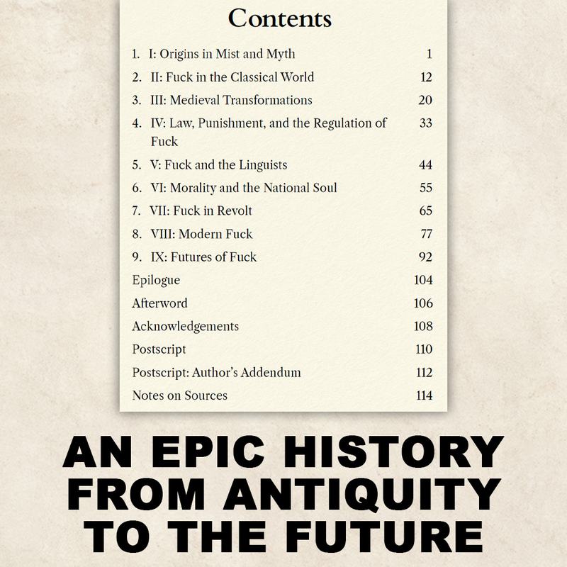 Contents page from FUCK The Odyssey of a Word