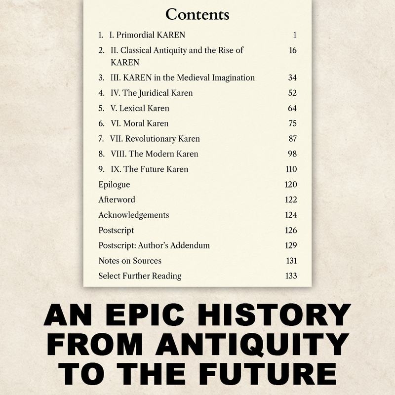 Contents page from KAREN The Odyssey of a Word