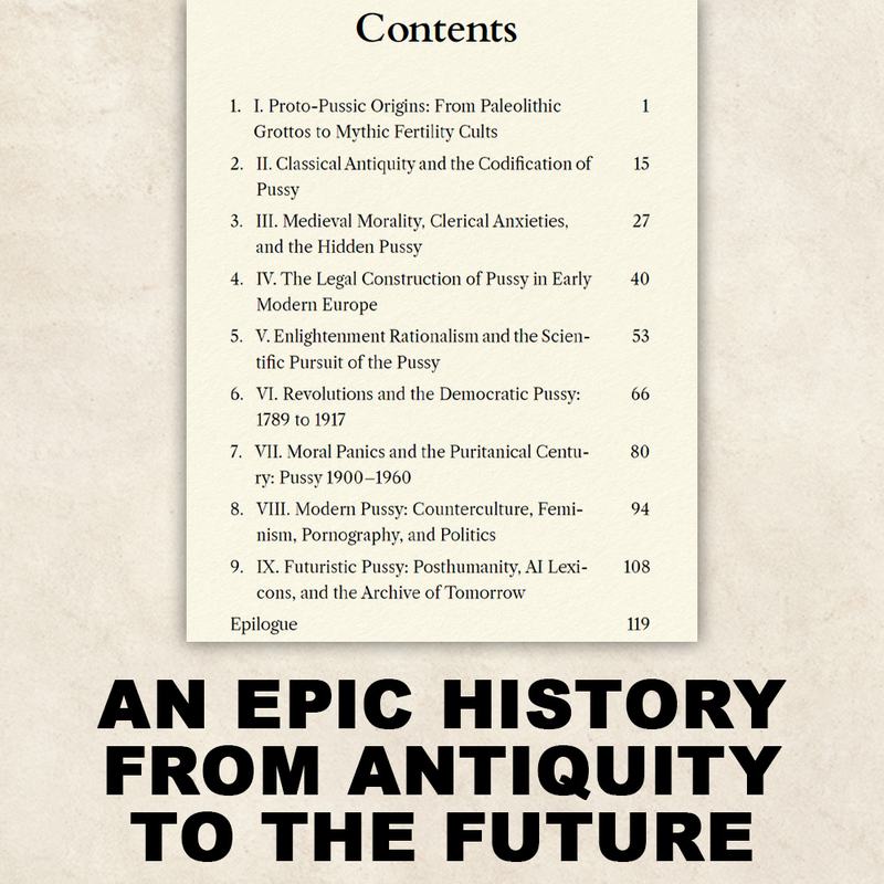 Contents page from PUSSY The Odyssey of a Word