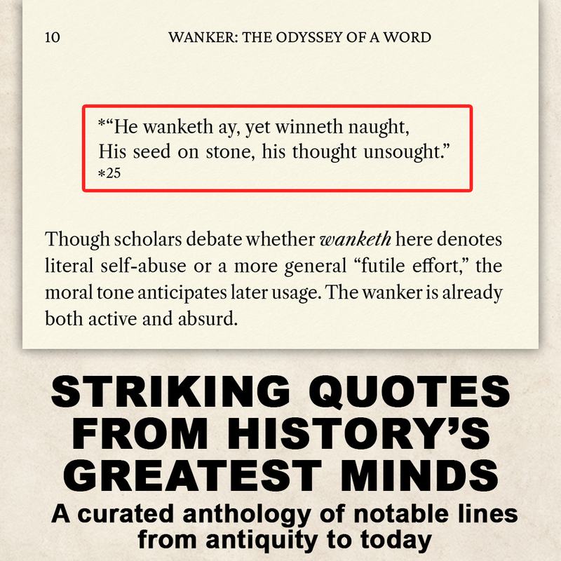 Quotations page from WANKER The Odyssey of a Word